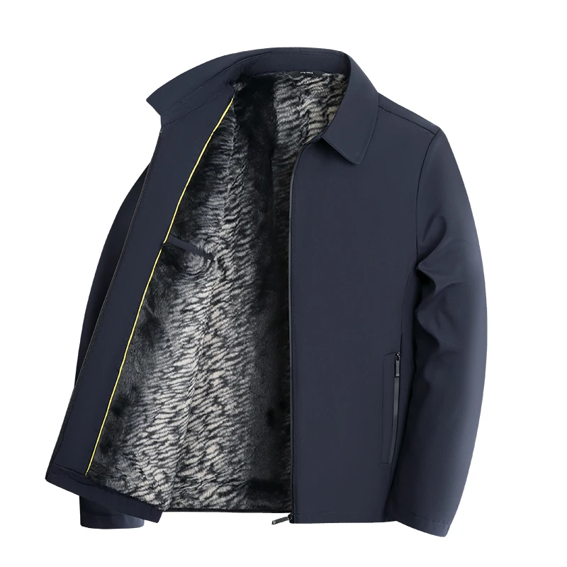 

Зима2025 Мужская флисовая деловая куртка Мужская однотонная теплая верхняя одежда Мужская толстая куртка Мужские шерстяные пальто с подкладкой Мужская одежда