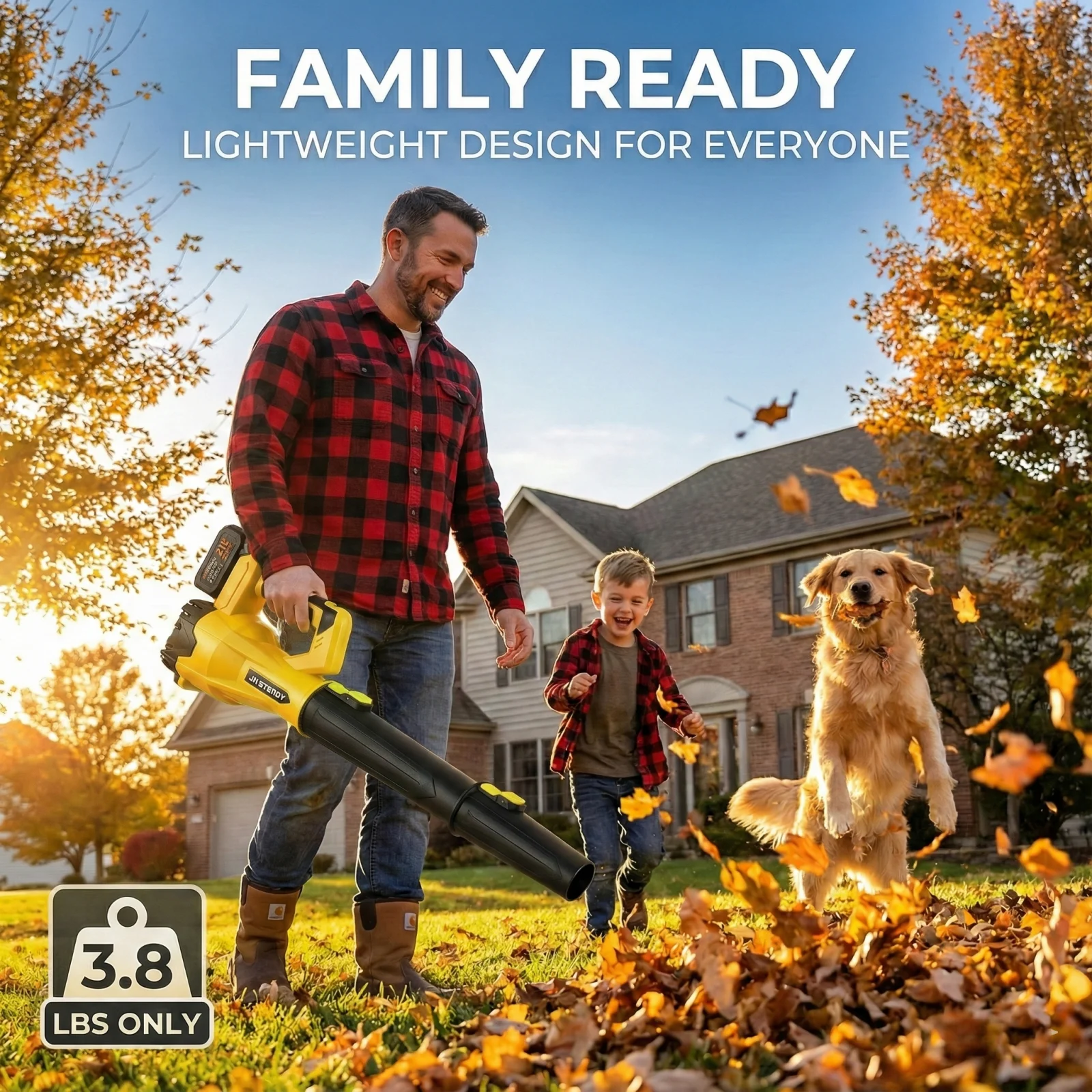 

JH Steady 3500W High Power Handheld Leaf Blower 350m/s Stepless Variable Speed Rechargeable with Safety Lock for Lawn Patio Clea