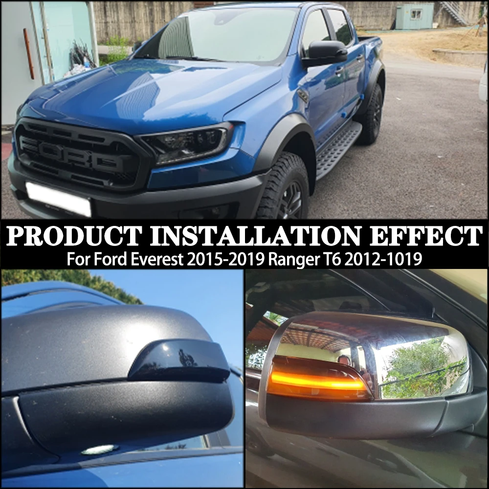 2pcs For Ford Ranger T6 2012-2019 Raptor Wildtrak LED Dynamic Turn Signal Blinker Sequential Side Mirror Indicator Light