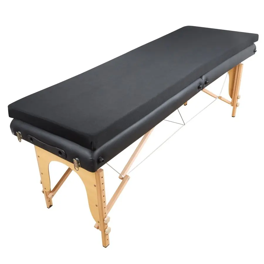 

Bed Foam Topper for Massage Bed, 73x24x2 inch Black Memory Foam Removable Cover Massage Mattress, NonSlip Elastic Bands