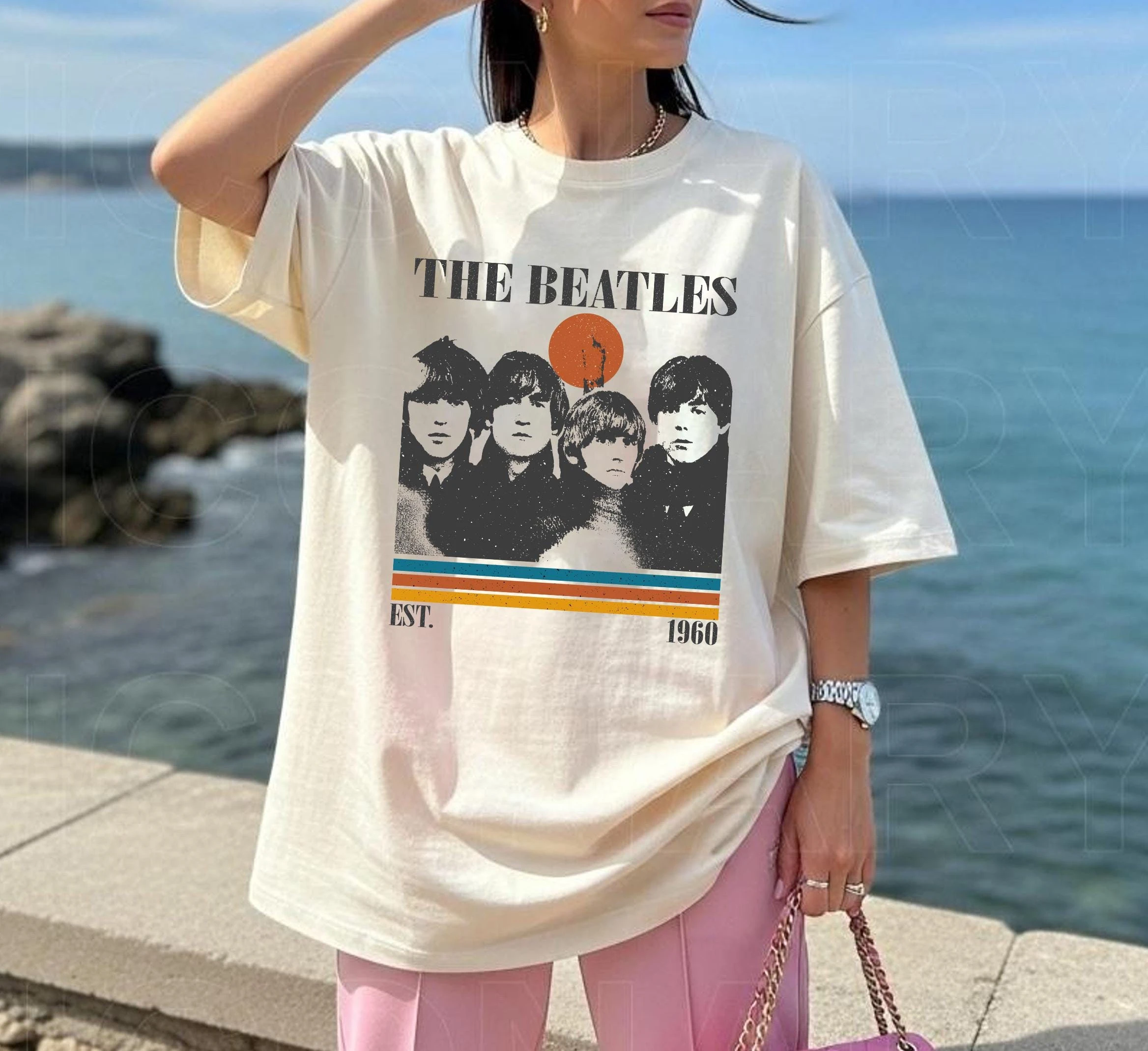 The Beatles T-shirt Vintage Rock and Roll Style 90s Beatles Shirt 2026 Summer Men Women Street Wear Y2K Cotton Oversized T-shirt