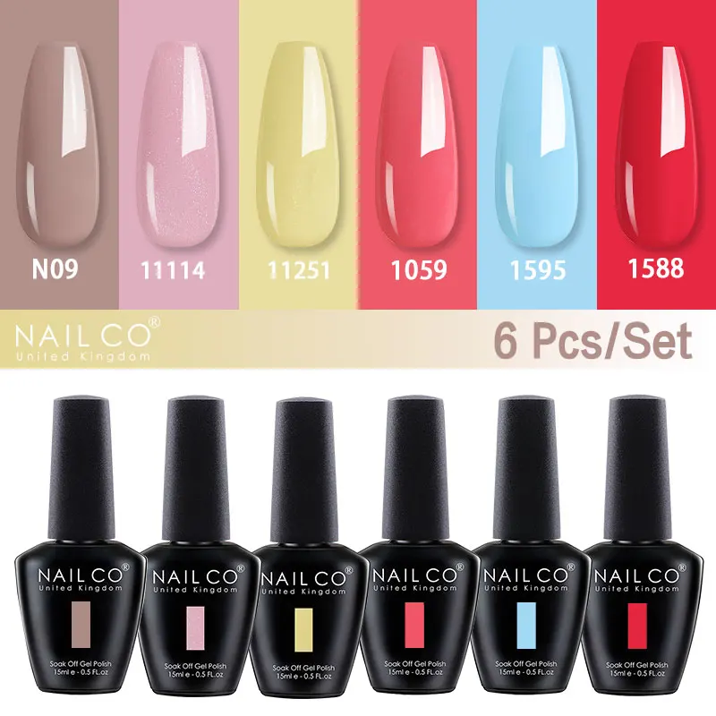 Nailco 6psc Set Kleur Nagels Semi Permanente Nail Art Losweken Gel Polish Nail Accessoires Alle Voor Manicure Gel Voor extension Top