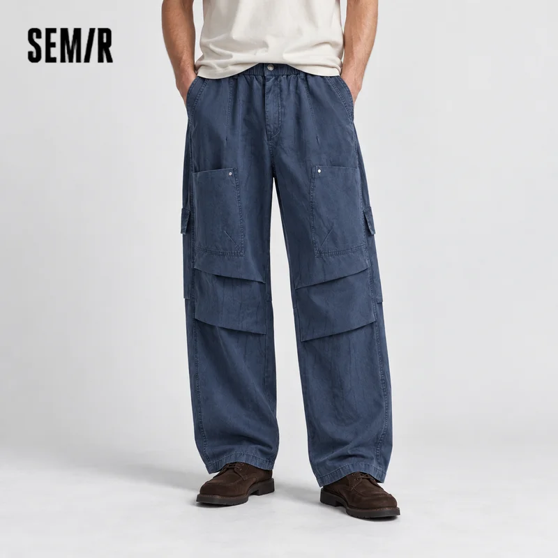 Semir Men Pants Durable Cargo Parachute Gradient Twill Multi Pocket 2026 Autumn Workwear Style Long Trousers Daily Wear
