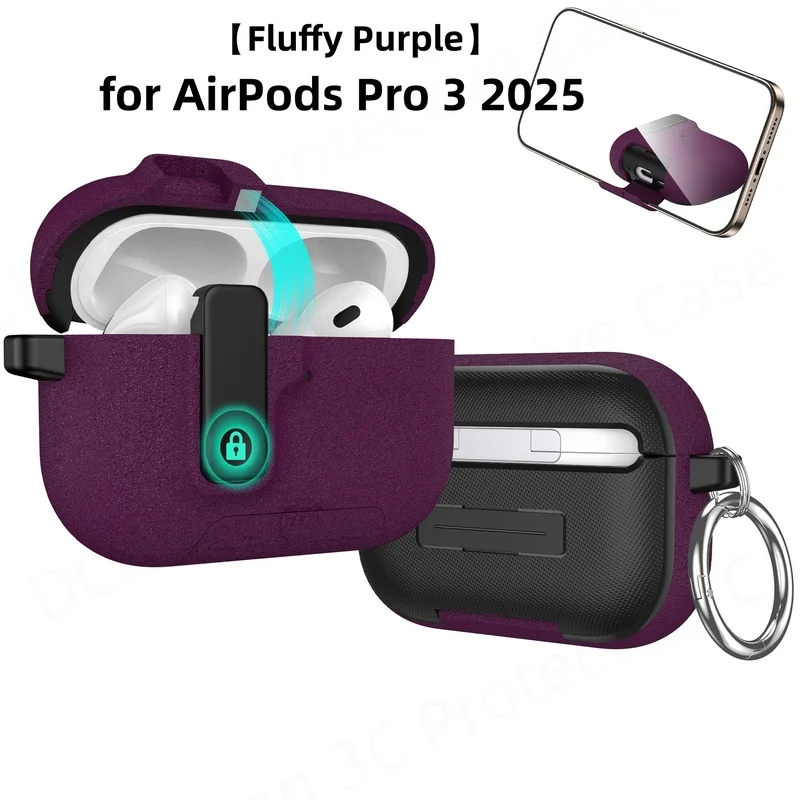 Phone Holder Case for AirPods Pro 3 2025 Hard Case With Lock One-click open Wireless Charging Earphone Case for Men AirPod Pro3