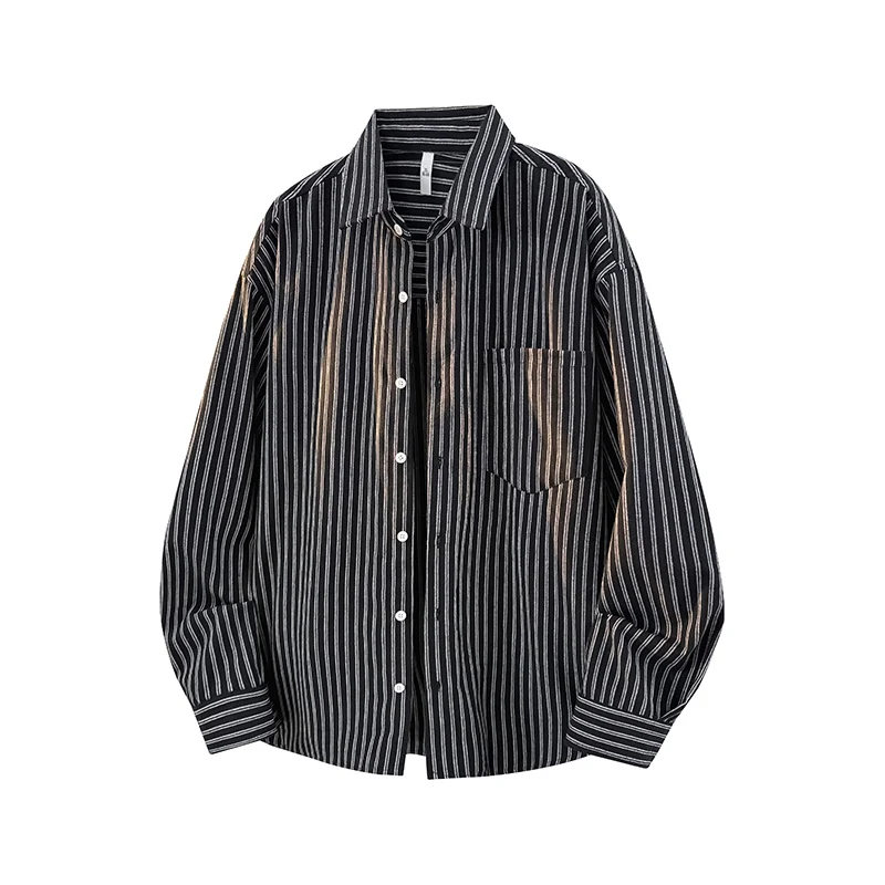 Premium Blue Striped Long Sleeve Shirt for Men and Women - Spring/Autumn Casual Workwear Couple Top