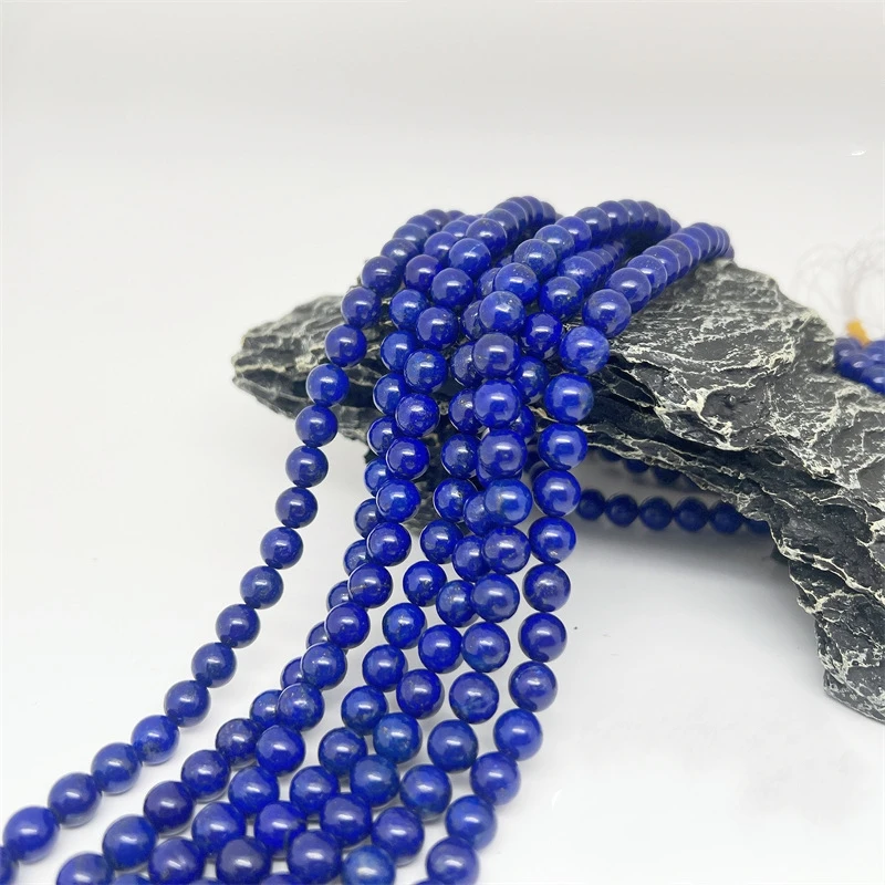 

High Quality Natural Stone Blue Lapis Lazuli Stone Beads 4-20mm Spacer Smmoth Bead 15'' Strand For DIY Jewelry Making Bracelet