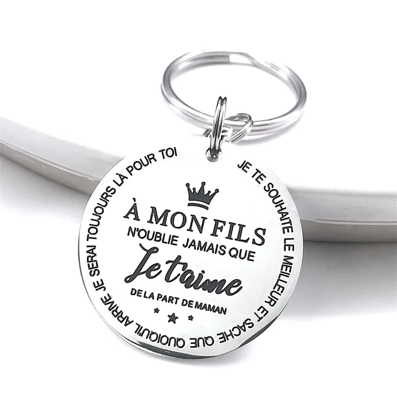 A MON FILS Stainless Steel Key Chain TO MY SON in French Keychain Christmas Gifts Jewelry a mon fils en français K3299S01