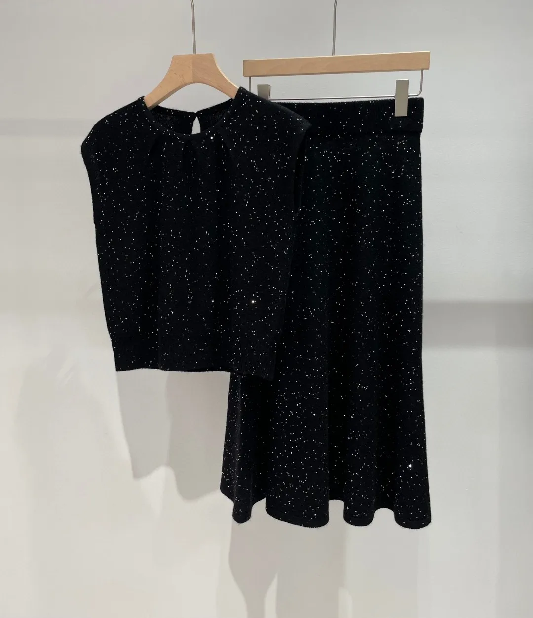 Ensembles élégants de perles d'épingle de paillettes pour femmes, 2023 cachemire, glaworn, style Maillard, vêtements d'automne, 2 pièces, 100%