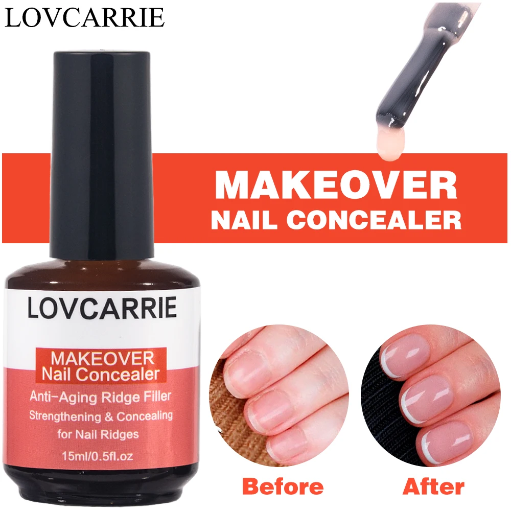 LOVCARRIE 15ML Nail Concealer Normal Nail Polish Makeover Anti-aging Ridge Filler Nude Pink Manicure Lacquer Varnish Fast Dry