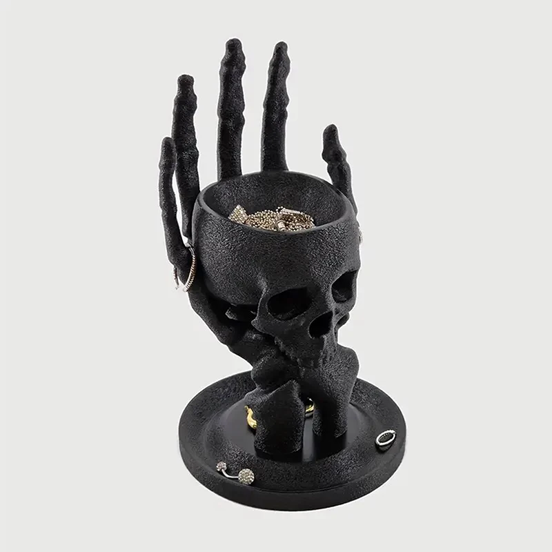 

Gothic Skeleton Hand Jewelry Stand Black Plastic Necklace Earring Organizer Monster Hand Jewelry Display Tray Retro Home Decor