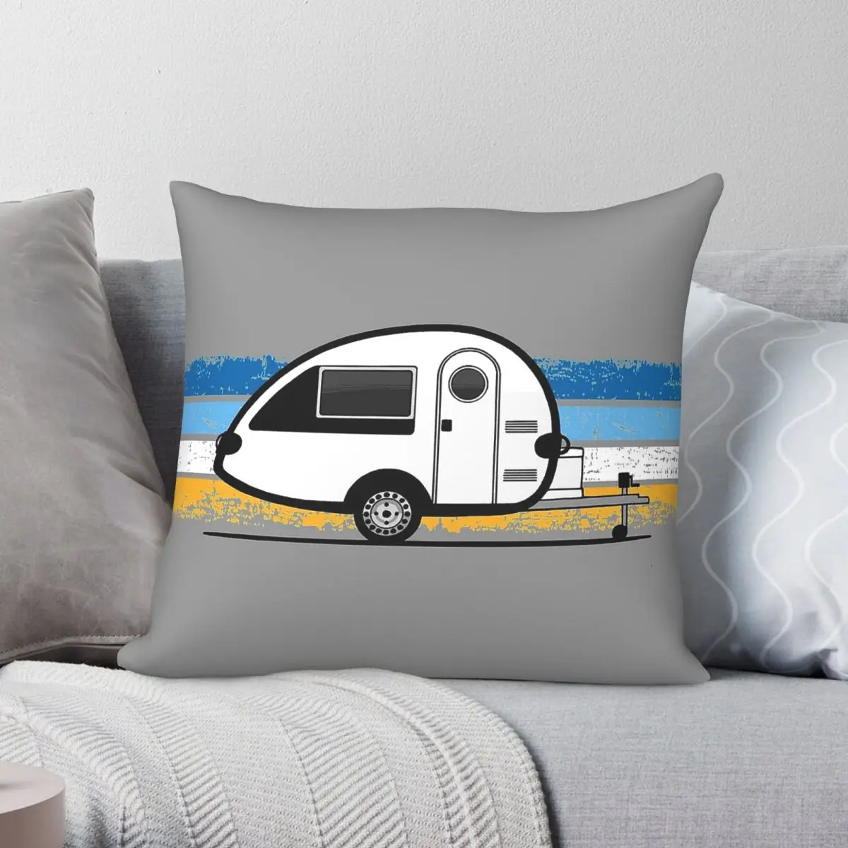 Caravan Trailer Sweet Home Square Pillowcase Polyester Linen Velvet Creative Zip Decor Home Cushion Cover 18