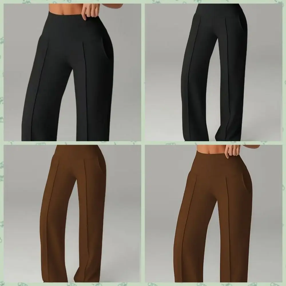 Lounge Loose Straight Wide-Leg Pants With Pockets Wide Leg Quick-Dry Joggers Athletic High Waisted High-Waist Leggings GYM 6