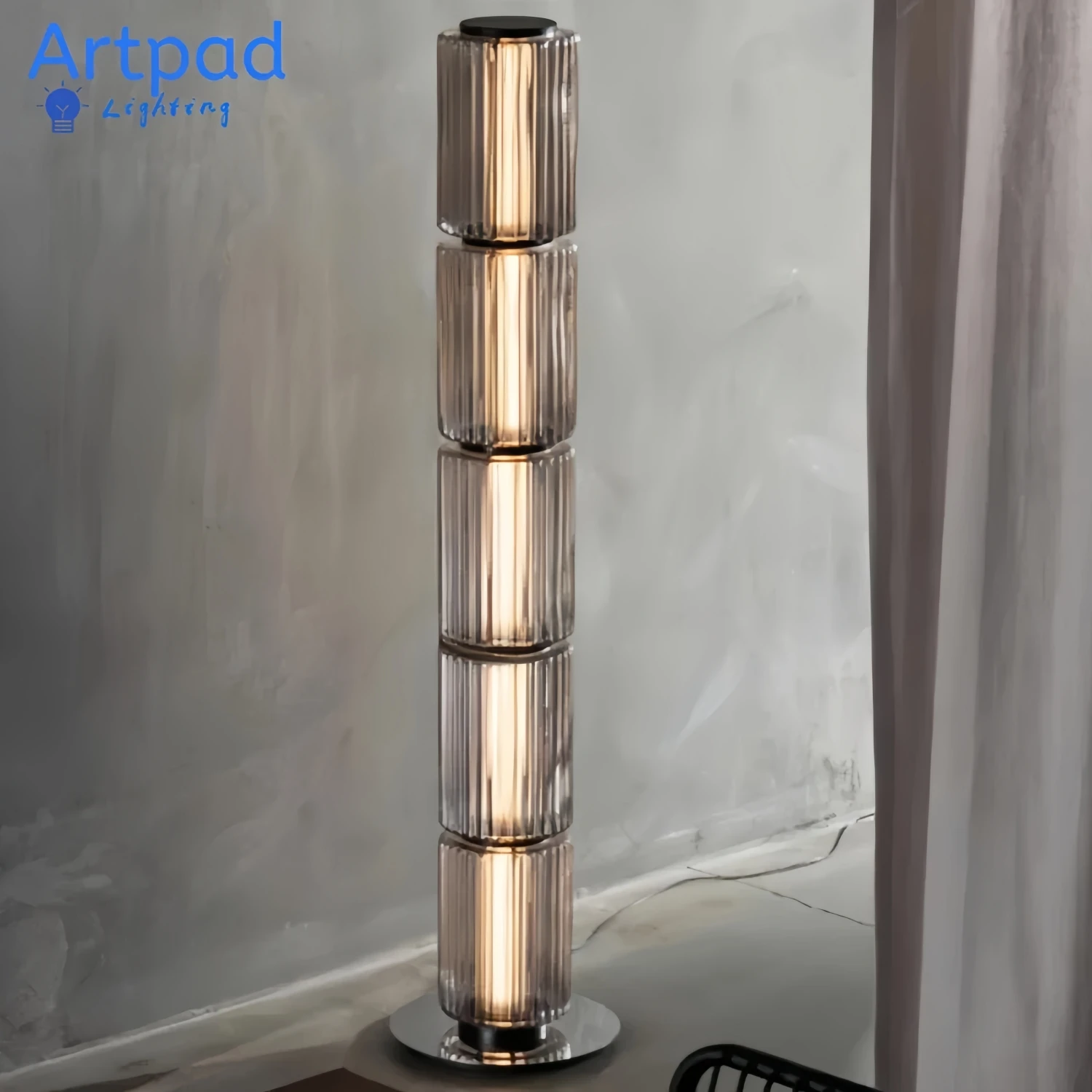 

Italy Designer Glass Floor Light for Living Room Bedroom Art Decor Nordic LED Stand Lighting Smoke White Glass Bright Floor Lamp