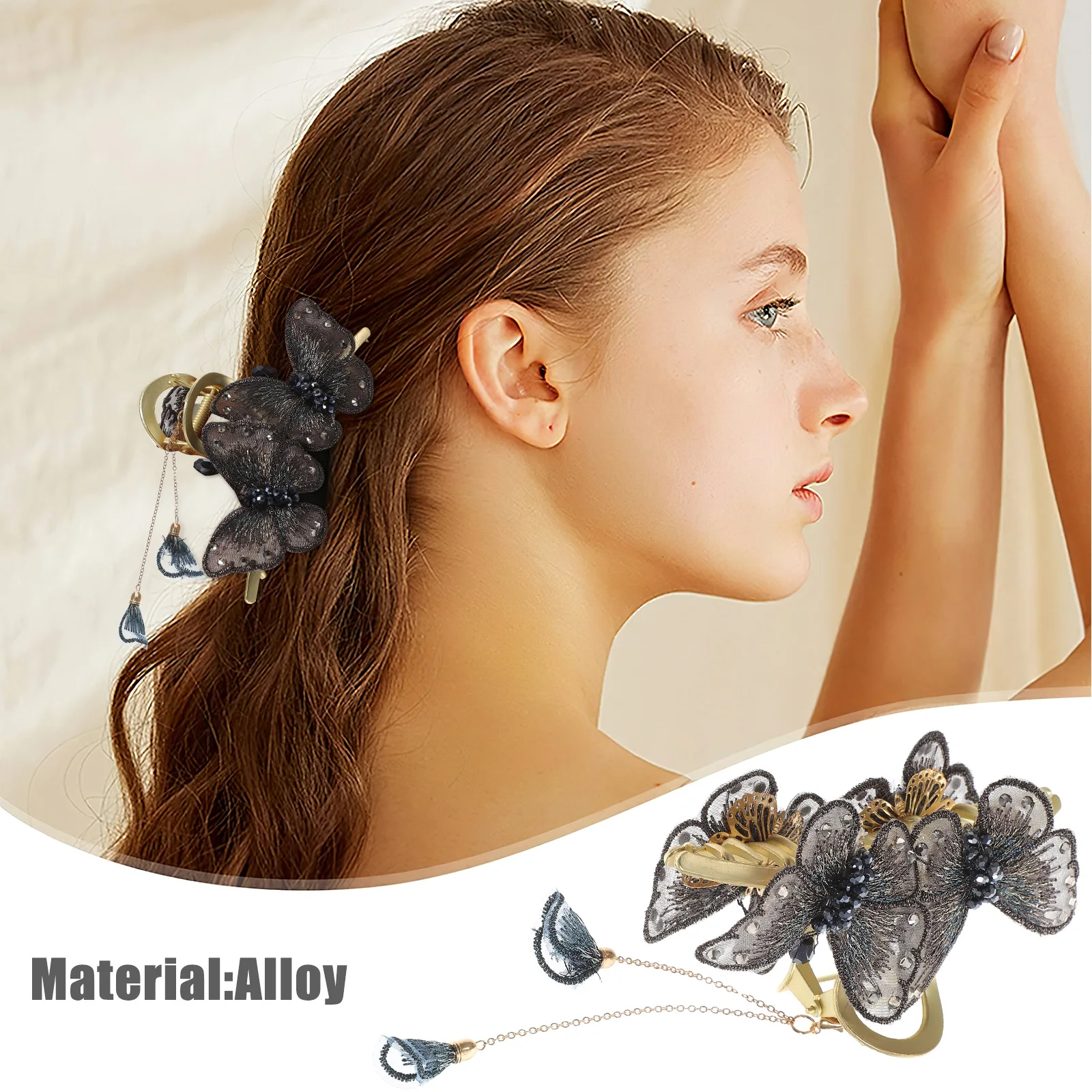

Metal Hair Clips Tassel Butterfly Decoration Fit Thick Thin Hair Easy On Off Women Accessories Wedding Prom Photos