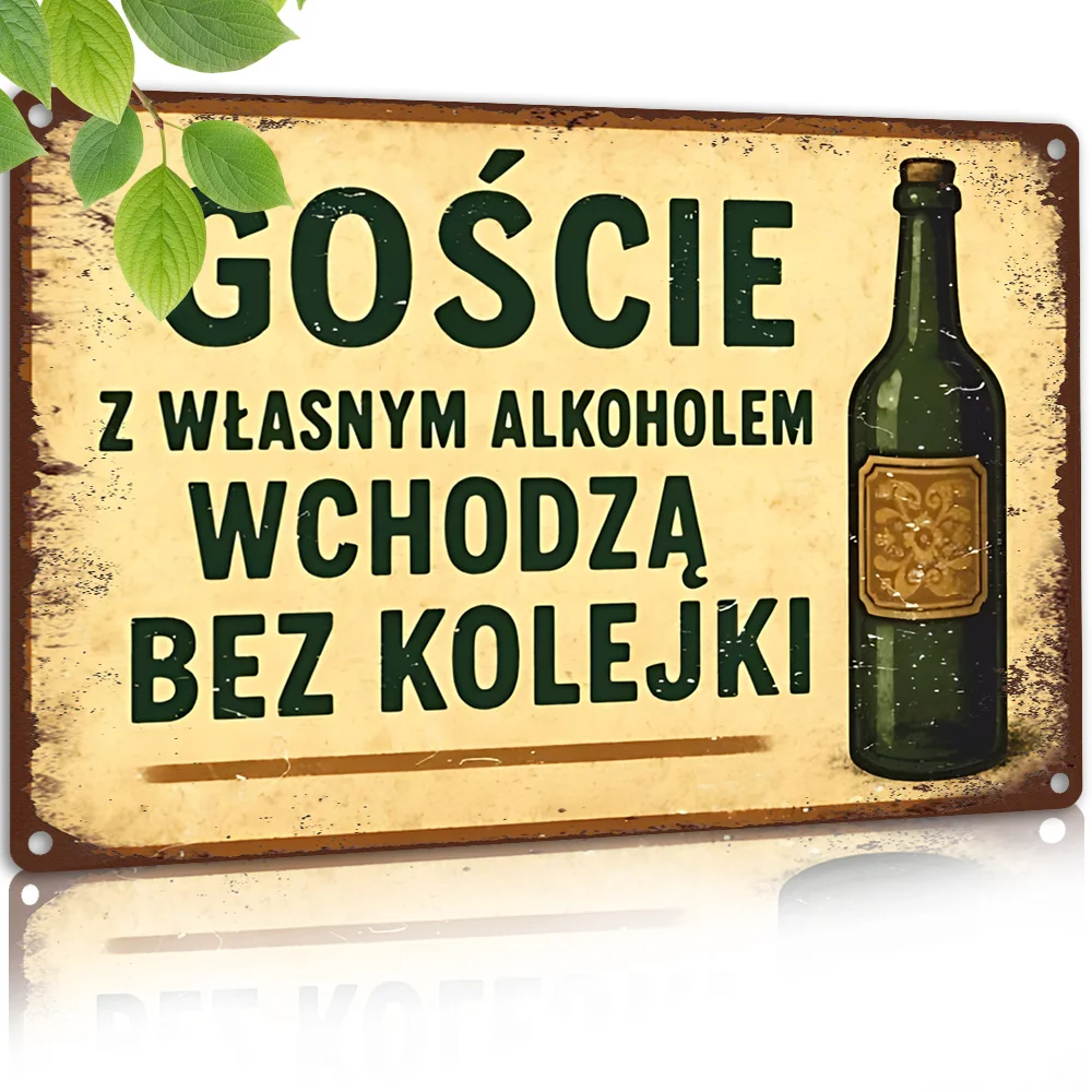 Vintage-Style Metal Decorative Sign,Party Rules for Drinks,Humorous Polish Party Tips. Suitable for Bars, Party Areas, Kitchens