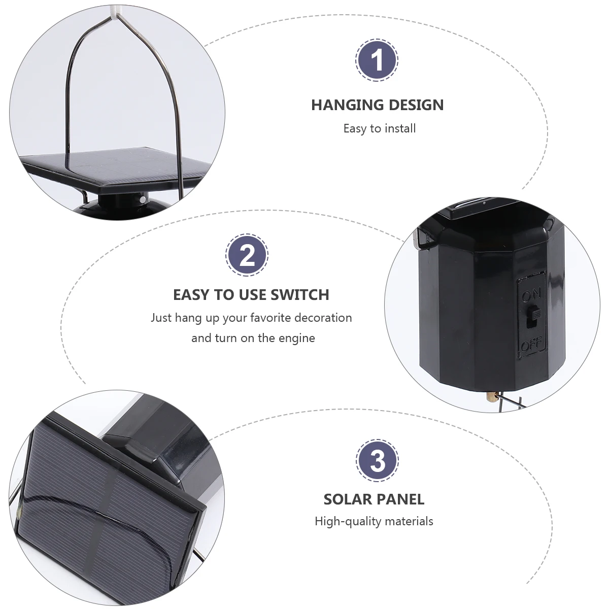 

Electric Rotating Bell Powered Windspinner Black Windchime Durable Hanging Design Solar Motor for Wind Chime Wind Bell Solar