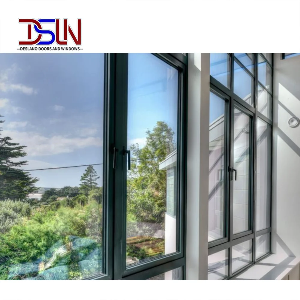 High Strength Aluminum Casement Window Stormproof Wind Resistant Double Glazed for Coastal Villa Projects