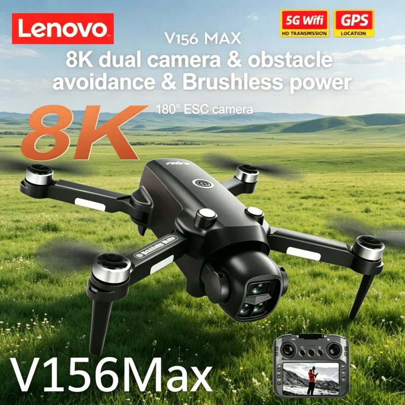 

Lenovo Professional V156MAX GPS 8K Drone Camera Folding Drone with Screen Remote Control Aerial FPV Brushless Obstacle Avoidance