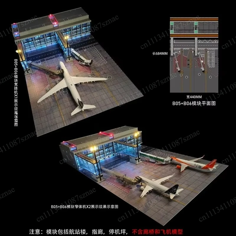 For 08 Hangar 1:200 Airport Module Terminal Apron Model with Lighting
