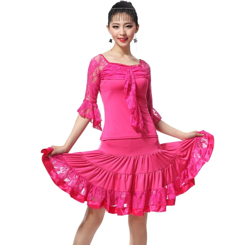 Customized Latin Dance Skirt Adult Women's Latin Dance Costume Set Mid Sleeve Dance Clothing