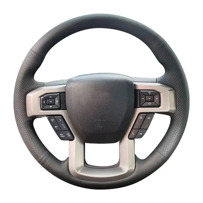 Customized Car Steering Wheel Cover Leather Braid For Ford F-150 F-250 F-350 F-450 F-550 2015-2021 F-600 F-650 F-750 2020-2021