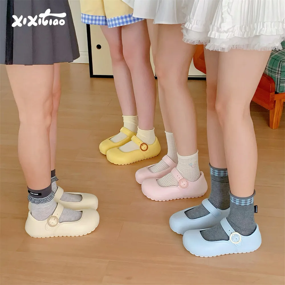 Zapatos Casuales de EVA Tipo Bailarina, Sandalias de Moda para Mujer con Suela Suave para Exteriores, Tacones Planos Cómodos ...