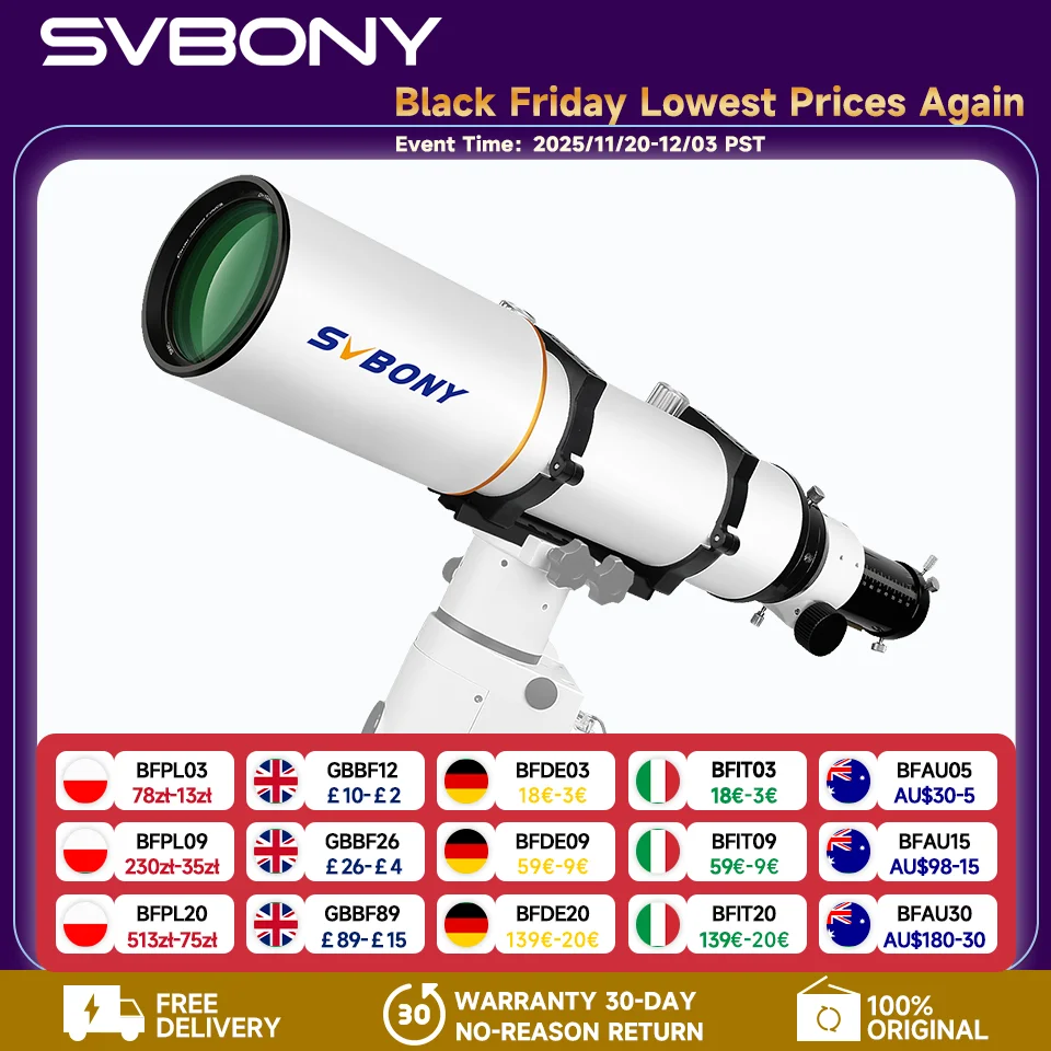 Telescopio Svbony Astro Refractor Acromático de Dispersión Extra Baja OTA SV503 para Astrofotografía de Observación Excepcional