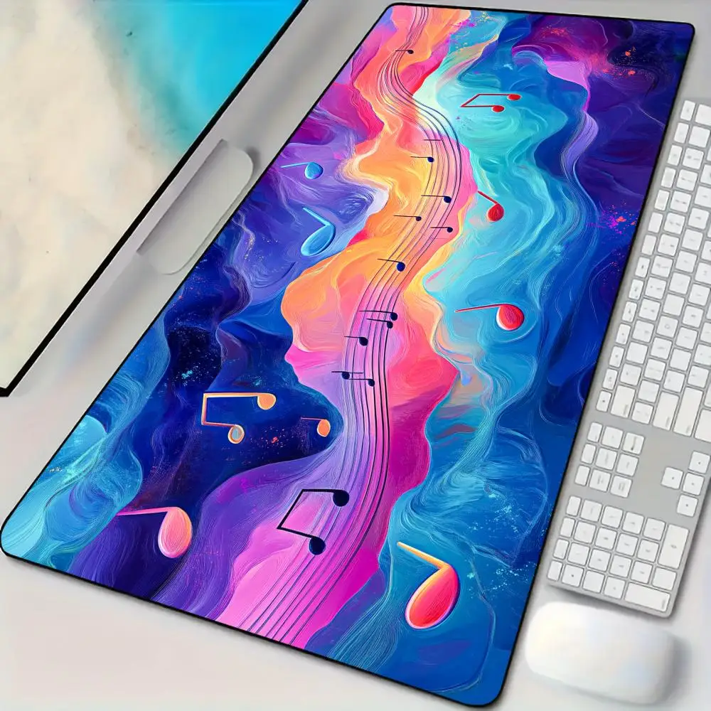 Artistic Romantic Notes Mouse Pad Desk Mat with Stitched Edge XXL Mousepads Rubber Anti-slip Gamer Keyboard Rug Gaming Mats