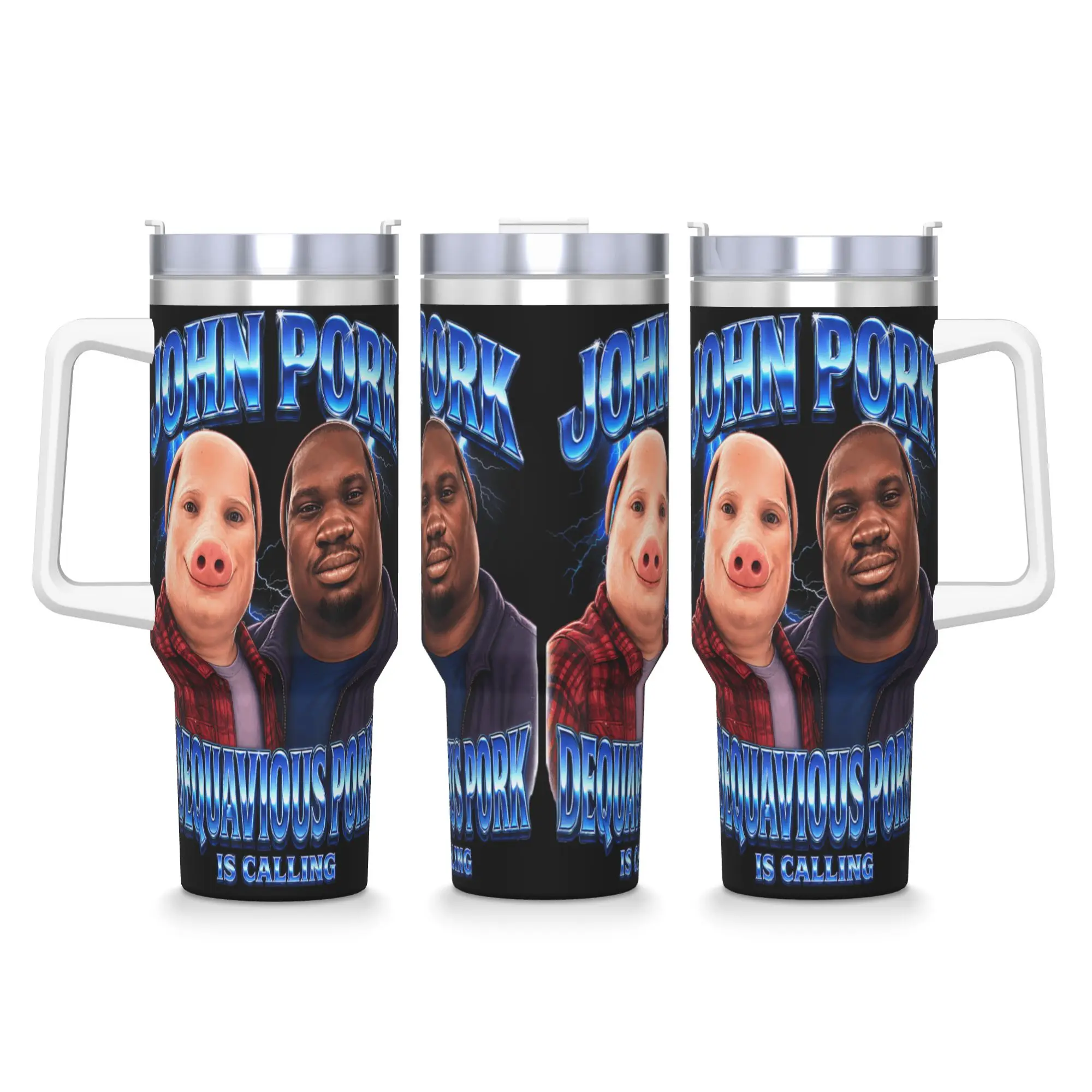 John Pork Dequavious Pork is Calling Meme Stainless Steel Tumbler  Beach Thermal Mug 40oz Car Mugs Cold and Hot Water Bottle