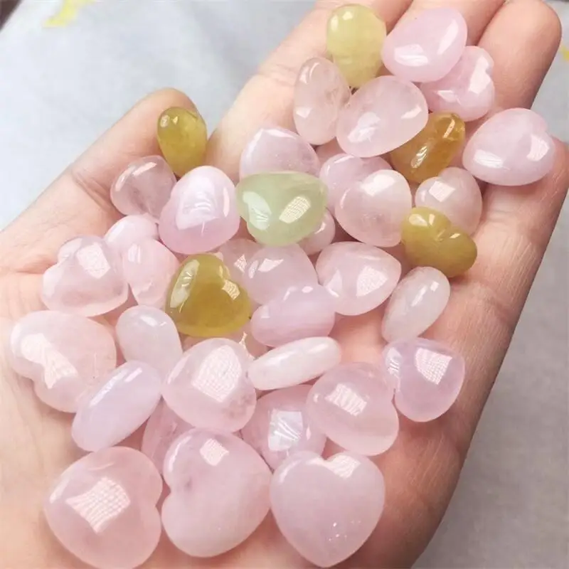 10pcs Natural Morganite Heart DIY Jewelry Accessories Mini Crystal Carving Reiki Healing Gematone 11-16mm