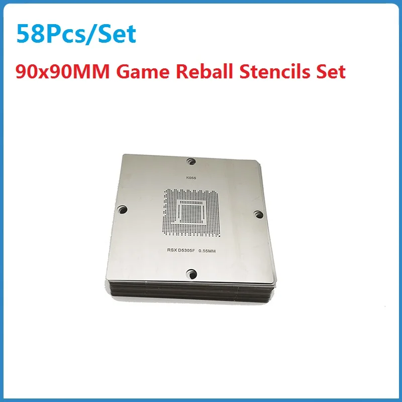 58 sztuk/zestaw 90x90MM zestaw szablonów do gier BGA Reballing wzornik do konsoli do gier XBOX 360 CPU PS3 CPU PS4 GPU WII GPU CXD2949CGB
