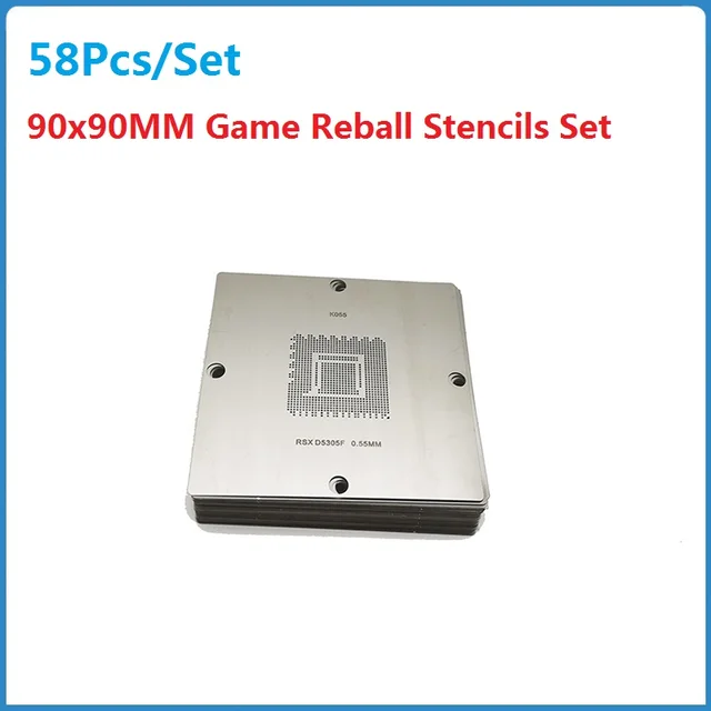 58 sztuk/zestaw 90x90MM zestaw szablonów do gier BGA Reballing wzornik do konsoli do gier XBOX 360 CPU PS3 CPU PS4 GPU WII GPU CXD2949CGB