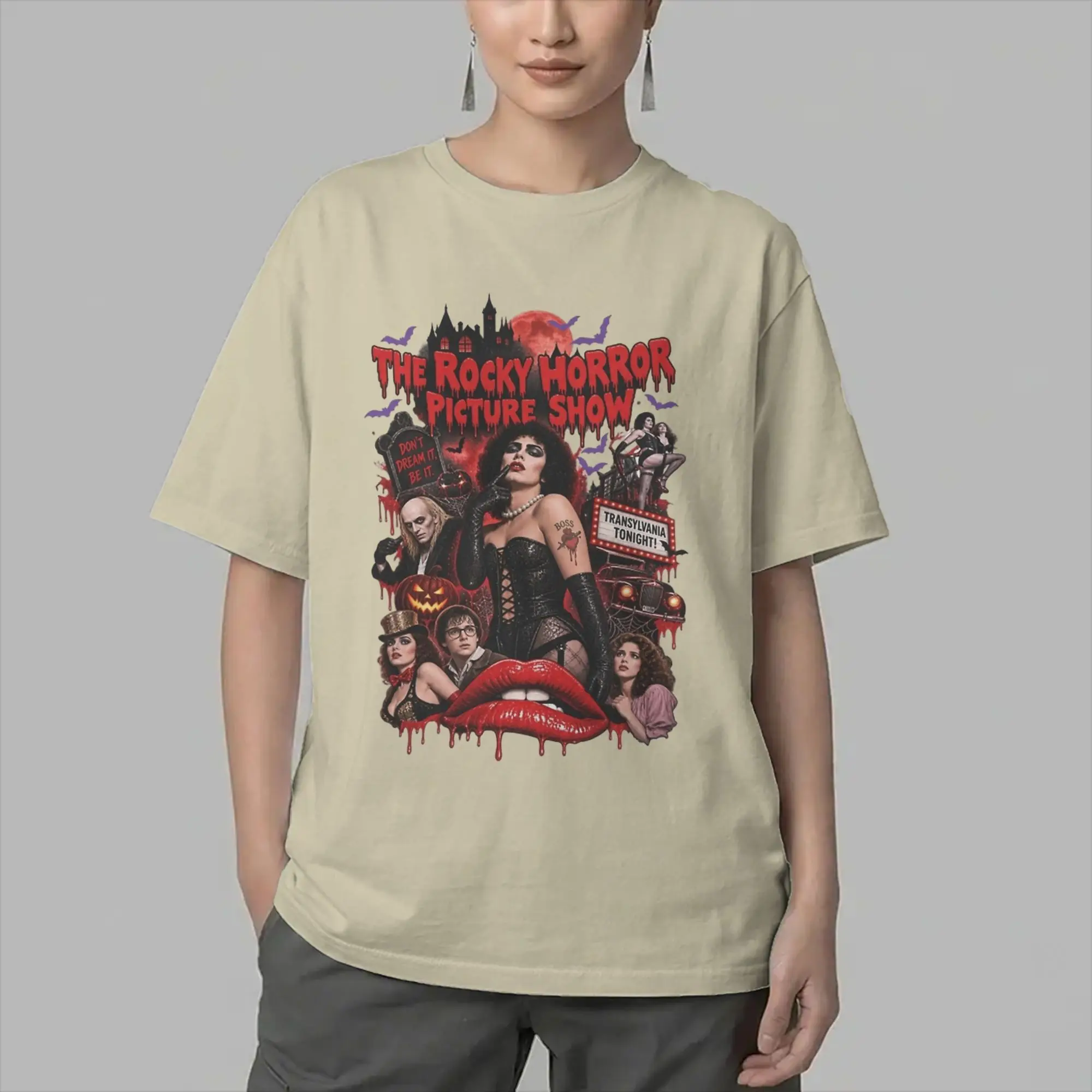 Men T-Shirt Rockys Horror Picture Show Dr Frank N Furter Cotton Tee Shirt Short Sleeve T Shirt Round Neck Clothing Printed
