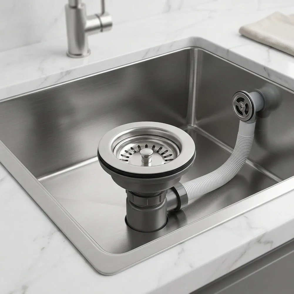 Sink Drain Assembly Made of 304 Stainless Steel and PVC for Consistent Performance Residential and Light Commercial Use