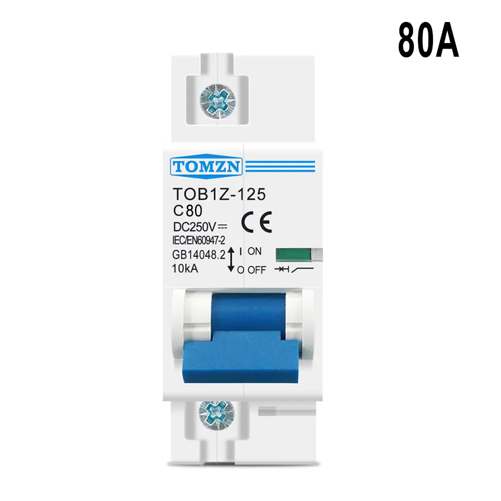 

250V Circuit Breaker DC MCB Miniature Select Level 3 TOB7Z-63 Main Switch 100A Accessories For C-curve Battery