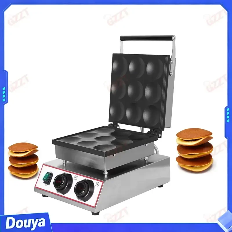 Digital Knob Adjustment 90 Mins Timer Commercial Electric Wafer Grill 9pcs Dorayaki Baker Maker Red Bean Pancake Waffle Maker
