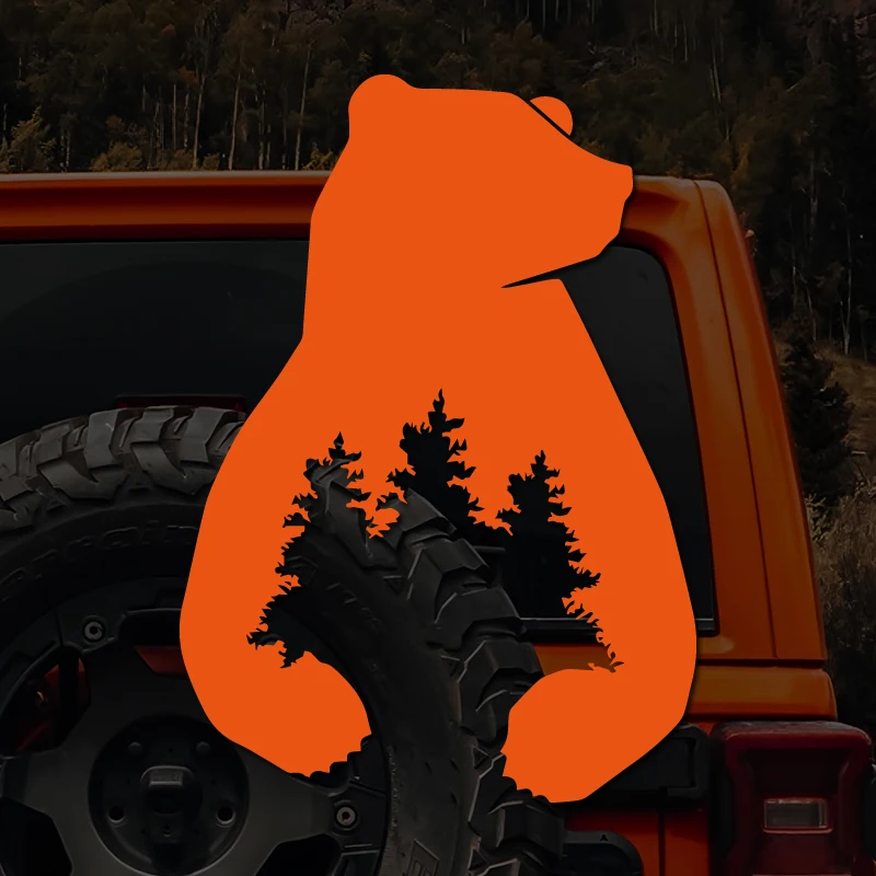 Grizzlybär-Baum-Berg-Autoaufkleber, wasserdichter Vinyl-Fensteraufkleber für Geländewagen, SUV-LKW-Stoßstangen-Dekoration, Outdoor-Camping