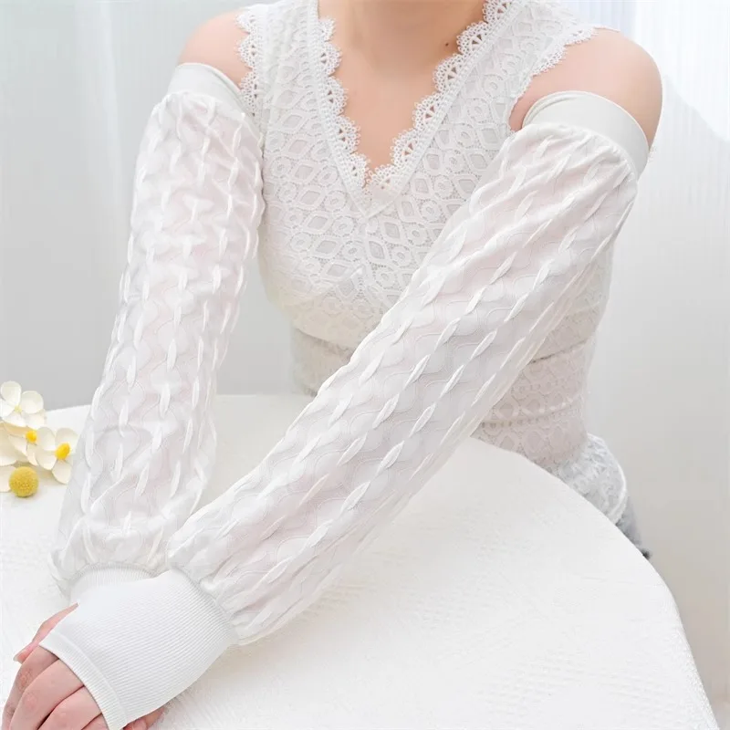 

New sun-proof ice sleeves for women, loose large summer rib cuff outdoor cycling arm protection chiffon sun-proof bubble sleeves