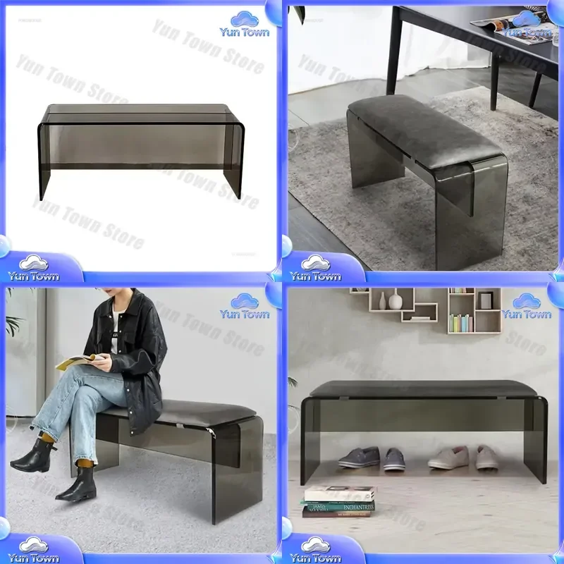 for Nordic Acrylic Ottoman for Home Furniture Living Room Entrance Shoe Changing Stool Transparent Bed End Stool Leisure