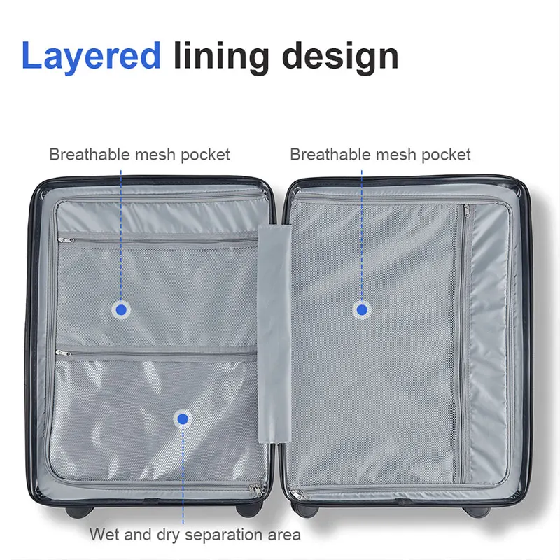 2024 New Design Carry On Luggage Travel Bags Luggage Suitcase Trolley Case with Cup Phone Holder PC Spinner Wheels Trolley Case