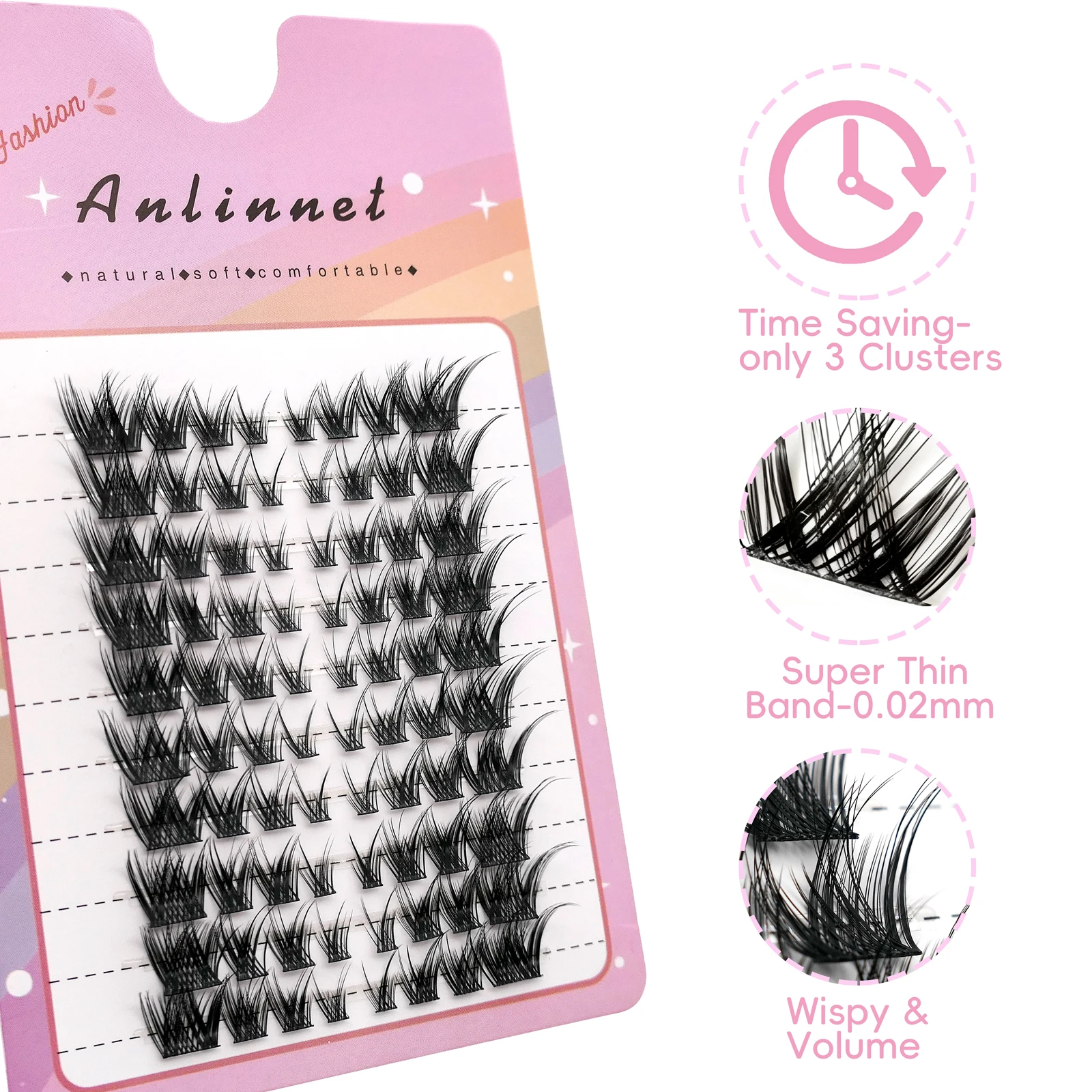 

Fox eye eyelashes 1 Box Handmade Grafting Fluffy lashes 80 Individual Lash Clusters Natural Look Manga Eyelash Extensions