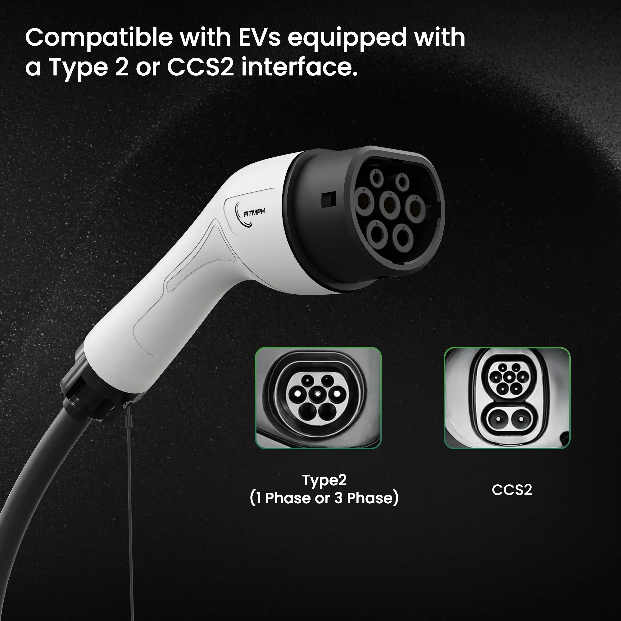 كابل FITMPH Type 2 EV، كابل شحن IEC62196-2 EV متصل بمحطة شحن EV وAC، 5 أمتار، 3P، 11kW، 16A، التوصيل والتشغيل #3