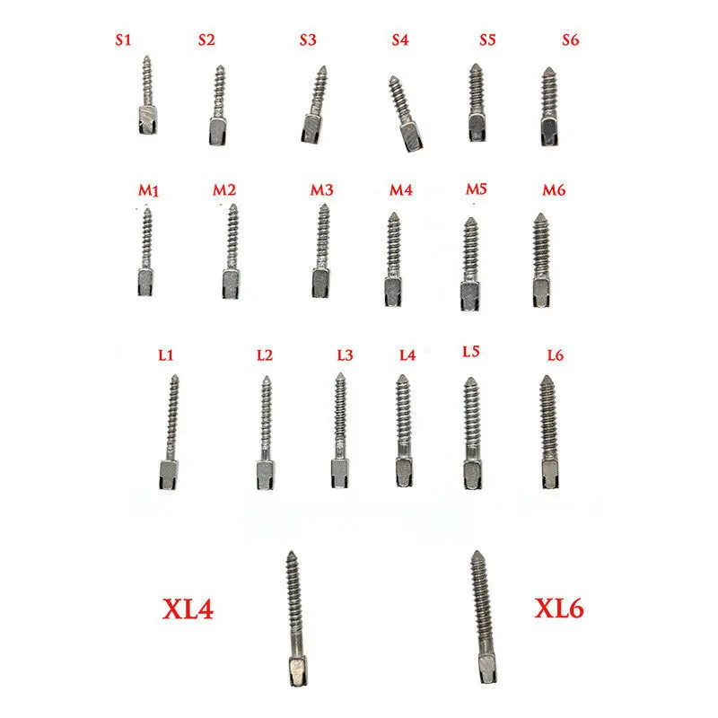 1Box/12Pcs Dental Instruments Endodontic Conical Screw Posts Root Canal Pins Pure TITANIUM Refill For Fiber Post Core Crown