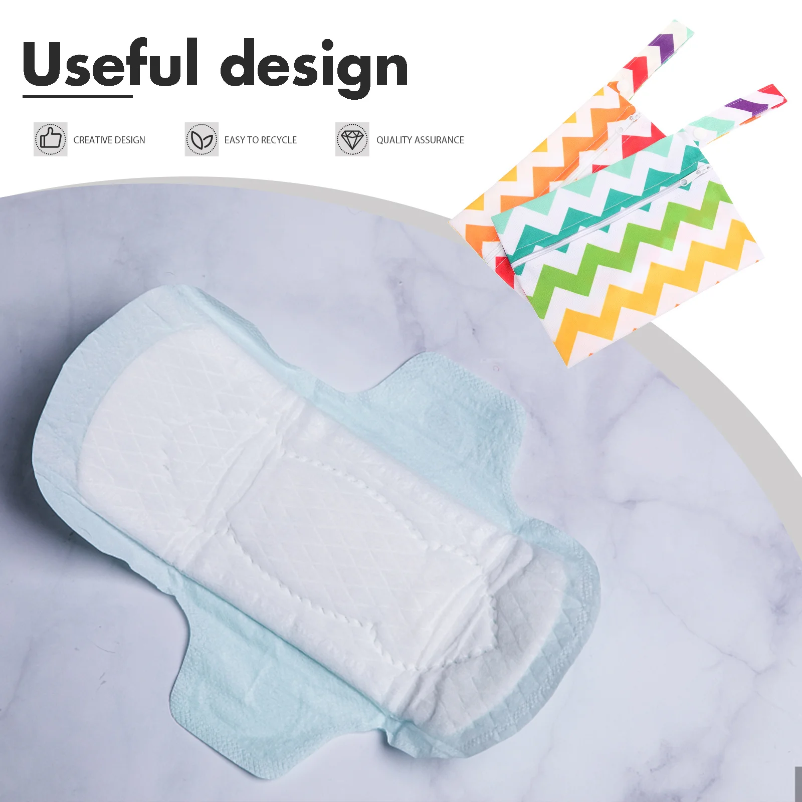 

2 pcs Waterproof Storage Bags Portable Sanitary Pad Pouches For Outdoor Travel Period Nursing Organizer Printed Polyester Bag