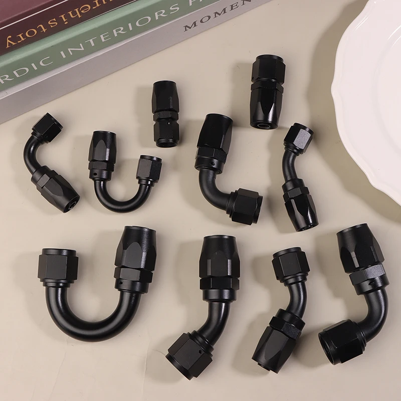 

Universal Aluminum Alloy Swivel Hose End Fittings Adapter Oil Fuel Line Plug AN6 AN8 AN10 Straight 45 90 180 Degree