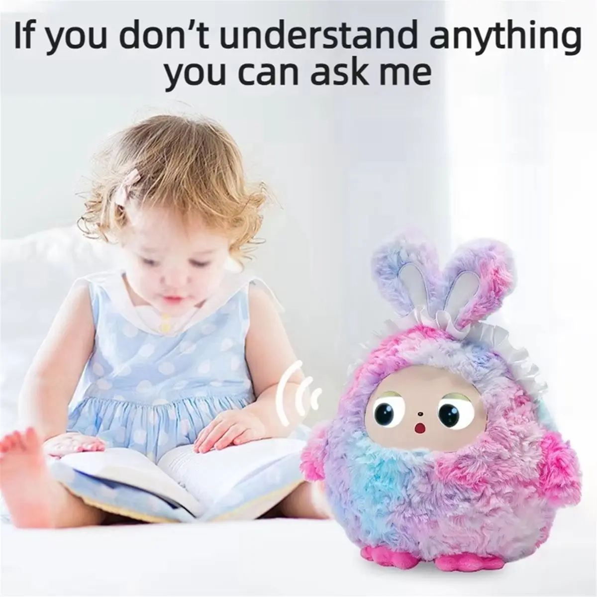 update. AI Plush Toy Robot Smart Interactive with LED Eyes & Voice Control Soft Companion Stuffed Animal for Kids Gifts