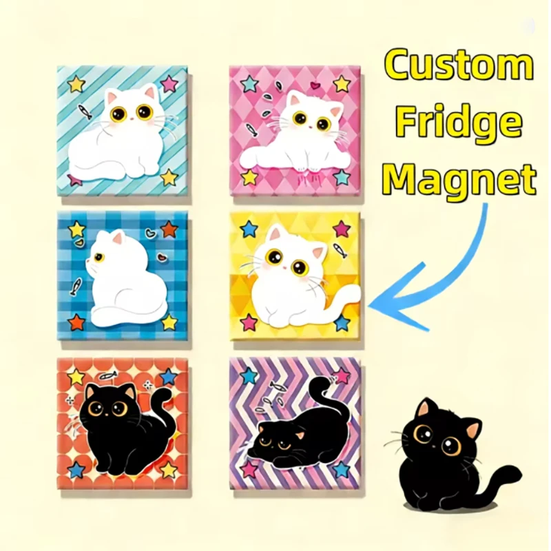 1pc Custom Photo Fridge Magnet Personalized Magnetic Photo Holder Durable Plastic Square Engraved Picture Surface Fridge Magnets