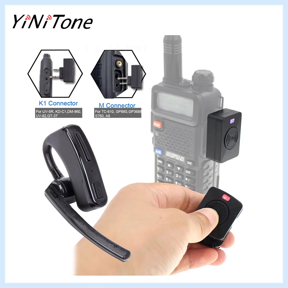 Wireless Walkie Talkie Bluetooth PTT Earpiece For BaoFeng UV-5R UV-82 For Motorola EP450 GP88 CP88 P8668 Mic Headset Adapter