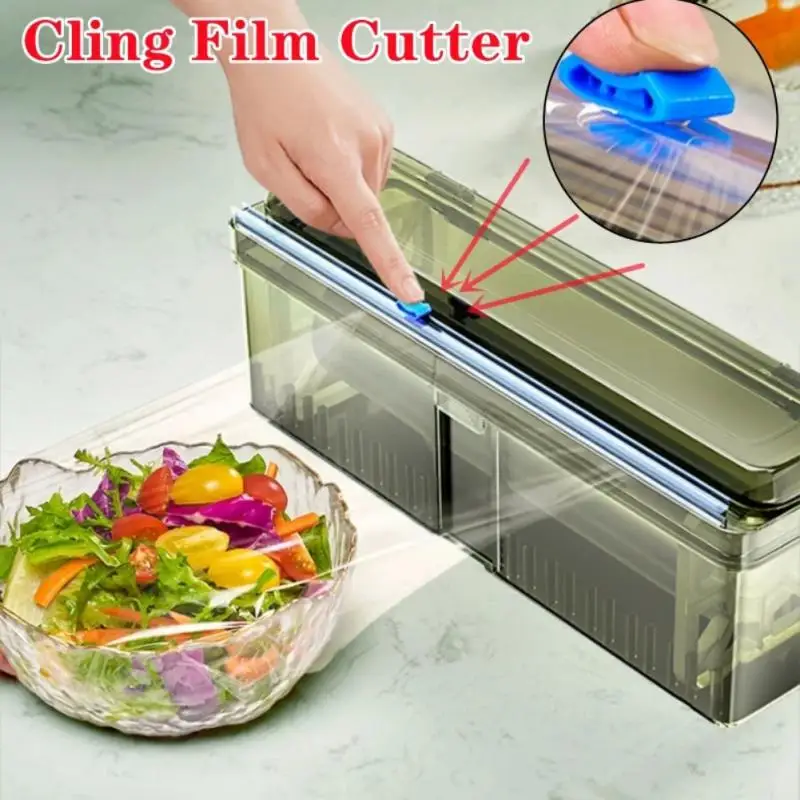 Plastic Cling Wrap Dispensers Refillable Kitchen Wrap Cutting Box With Slider Cutter For Aluminum Foil Wax Paper Cutting Box