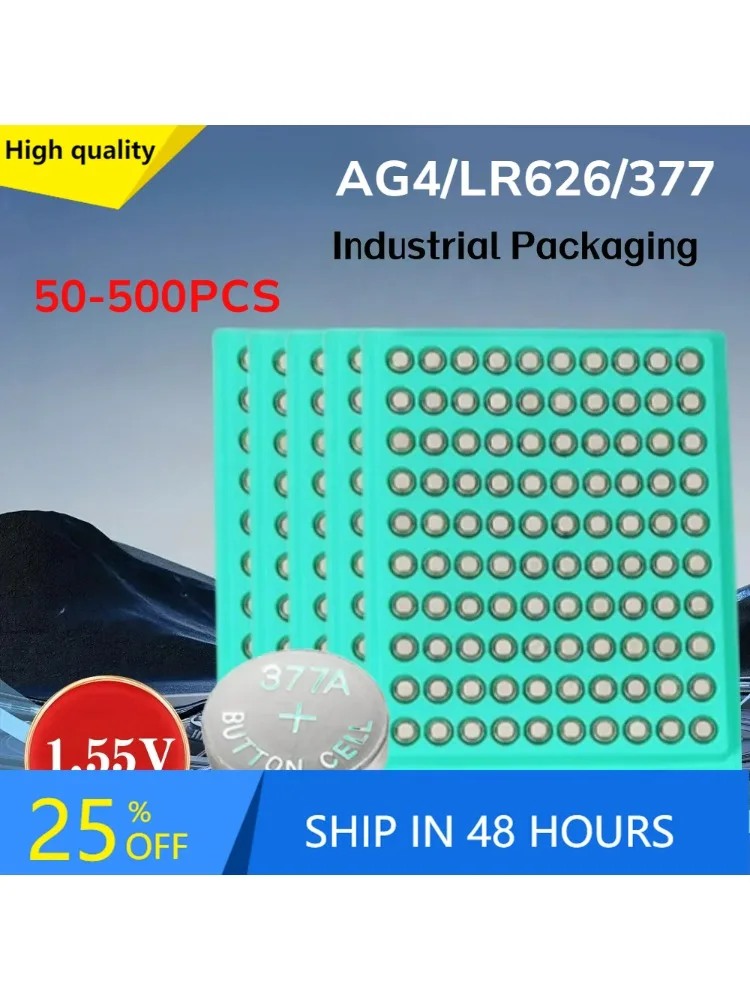 50-100 SZT. Wysokowydajne baterie alkaliczne SR626SW AG4 LR626 377A V377 1,5 V, baterie guzikowe do zegarków, mini latarki i zabawek — zdjęcie produktu 7